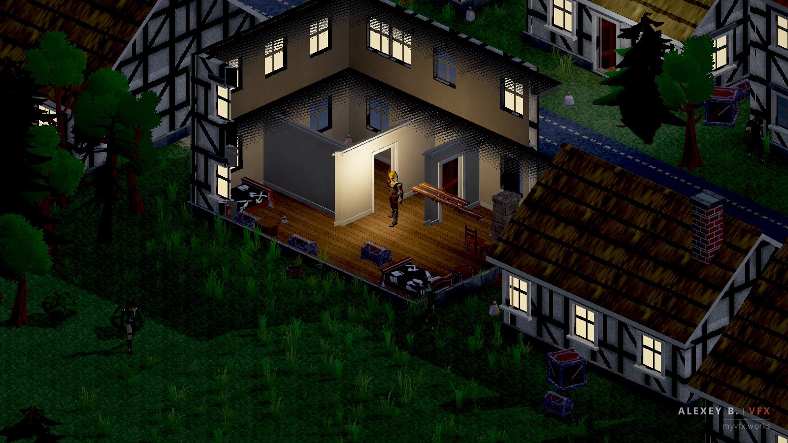 Interior at night